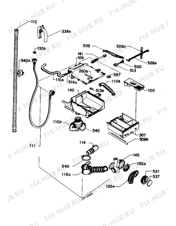 Взрыв-схема стиральной машины Zanussi ZF800PX - Схема узла Water equipment